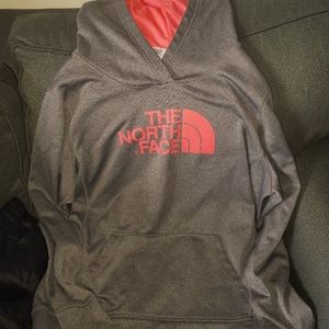 The north face womens XL gray and pink hoodie